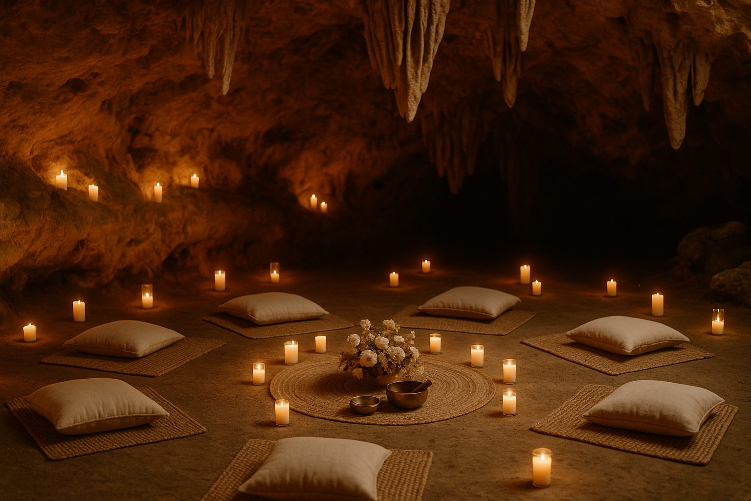A ceremony in a Tulum cave venue