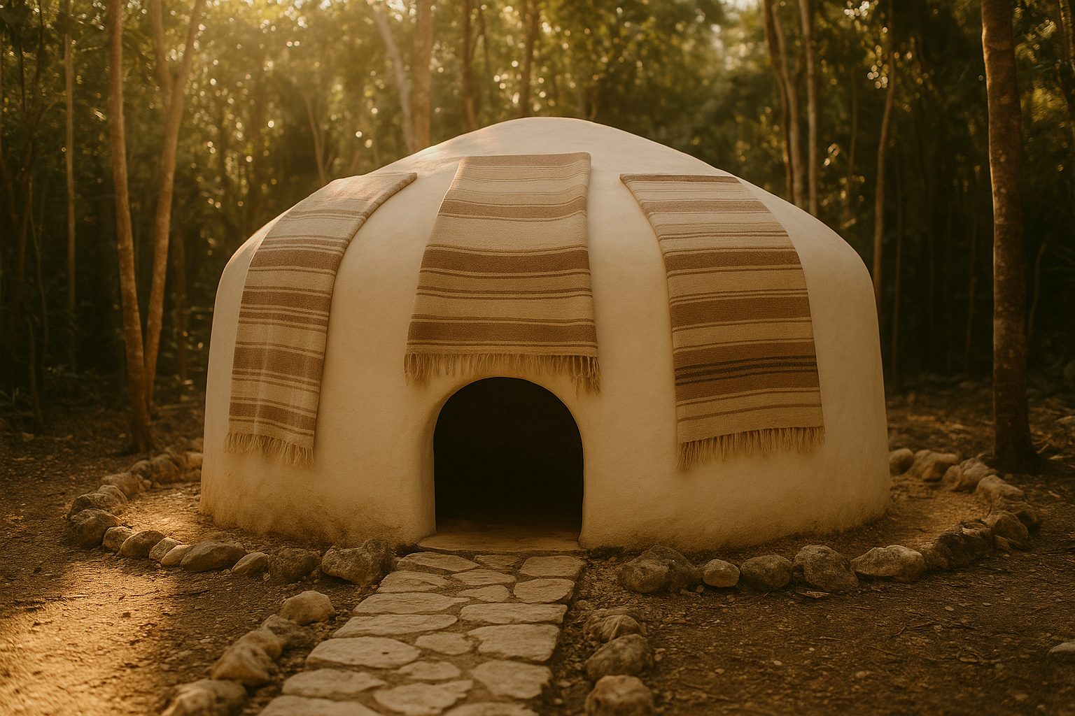 Temazcal dome in the Tulum jungle